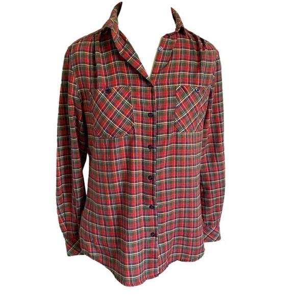 Vintage Red Plaid Button Up Collared Shirt - XS/S - Picture 1 of 9